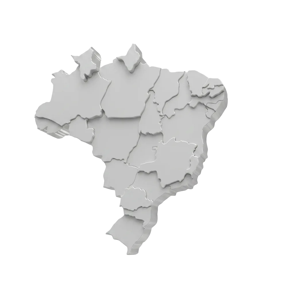 Mapa do Brasil com rede de atendimento